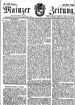 Abb. 1: Mainzer Zeitung Nr. 117, 22. 05. 1863