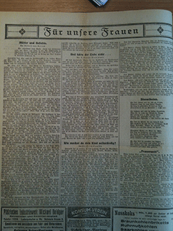 Abb. 1: »Pfälzische Post«, Jahrgang 1924. Beilage »Für unsere Frauen«